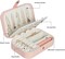 Travel Jewelry Box for Women & Girls, Small 2-Layer Jewelry Organizer Case, PU Leather Mini Portable Jewelry Storage with Necklace Hooks, Ring Slots & Earring Holder – Pink
